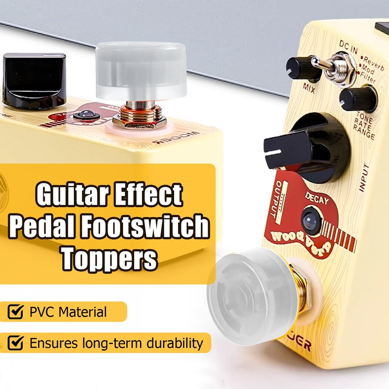 BokWin 20Pcs Clear Guitar footswitch Cap, Footswitch Topper Pedal Switch