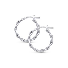 Amberta Italy Women's Silver Creole Earrings 925 Sterling Silver | Hoop Earrings Silver Twisted Earrings | Women's Hoop Earrings Silver 925