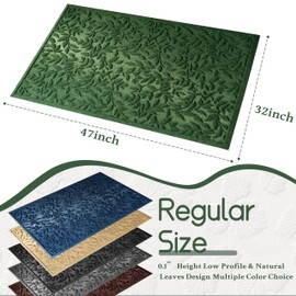 VivaNest Green Leaves Outdoor Indoor Entrance Door mat, Absorbent Durable Heavy Duty Welcome Front Door Mat,Thick Natural Rubber Back,Easy Clean Entryway Mat 47x32 Inch, Low Profile