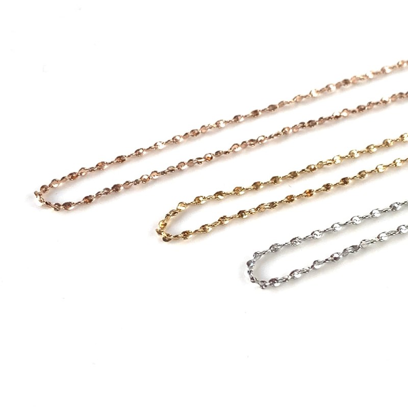 LUXSTAR Glitter Chain Necklace, Narrow, 0.06 inch (1.5 mm), Women's,