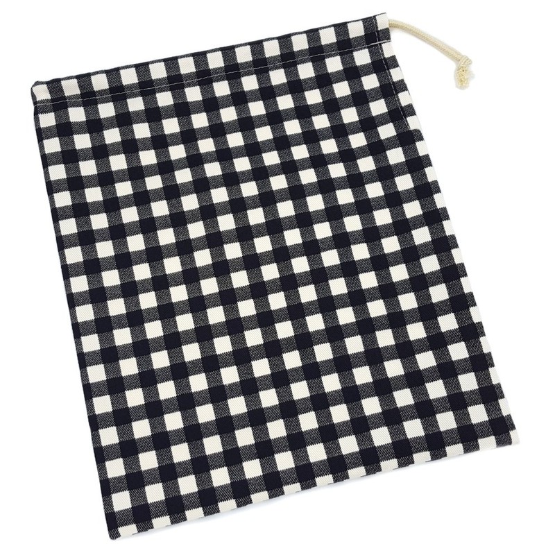 Handmade Workshop FUJITA Lunch Bag, Black x Gingham Checkered Pattern,