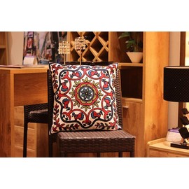 ZUODU Colorful Floral Cushion Covers Embroidery Decorative Pillow Case18 x 18" or 45 x 45 cm Set of 2(Set of 2)