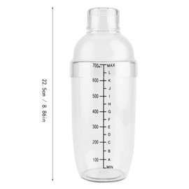 Shaker,Anti-Leakage Transparent PC Resin Cocktail Shaker Mixer with Scale Bar Tool,Fine Punching Technology,Anti-Corrosion, Upgraded (700ml)