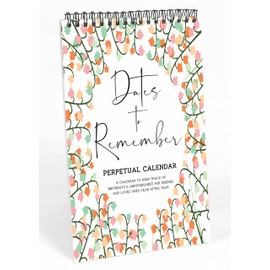 Inkdotpot Floral Perpetual Calendar, Important Dates to Remember- 6x9 Monthly and Daily Wall Hanging Journal for Special Days- Birthdays- Anniversaries Book Birthday Gift Planner Organizer