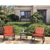 DECMICO Outdoor Rattan Wicker Rocking Chair 3 Pieces Patio Conversation