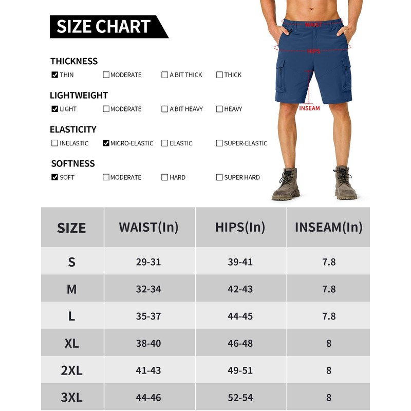 Pantalones cortos cargo de senderismo para hombre, de secado rápido,