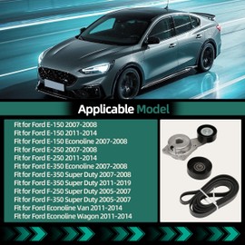 3PCS Drive Belt Tensioner Pulley Assembly Kit - for Ford F-250/F-350 Super Duty 2005-2007, for E-Series 2007-2008 & 2011-2014 (for E-150/E-250/E-350), for Ford Econoline Van/Wagon 2011-2014 - OE 38274