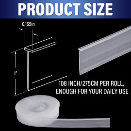 Treela 108 Inch Shower Door Seal Strip Silicone Swing Doors Bathroom Seal Bottom Waterproof Sweep Replacement for Home Bathroom Glass Shower Door(Clear,T Style)