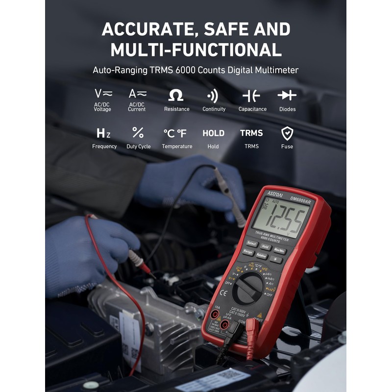 AstroAI Digital Multimeter TRMS 6000 Counts Volt Meter Ohmmeter Auto-Ranging