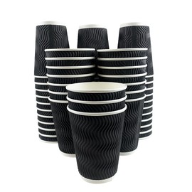 Heyiwell 12 oz Insulated Ripple Paper Coffee Cup 500 Pack Disposable Coffee Cups Suitable for Cold/Hot Coffee, Chocolate, Juice or Tea,Black