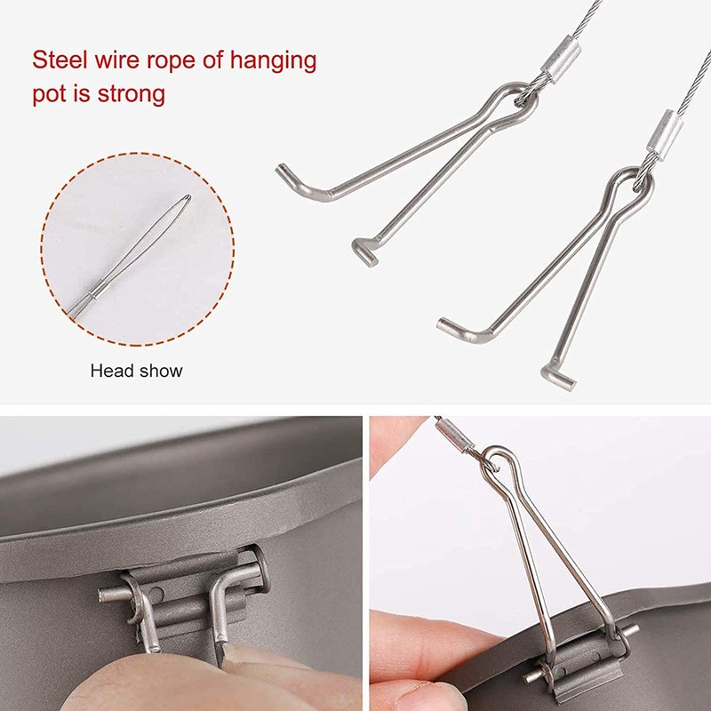 ATiAP Titanium Canteen Mess Kit Lunch with Foldable Handle Hanging