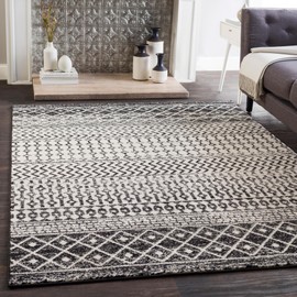 Livabliss Chester Boho Moroccan Area Rug,5'3" x 7'6",Black