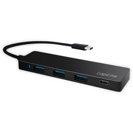 Logilink USB Hub for PC/Laptop Aluminium Housing black Black 3+1 Port