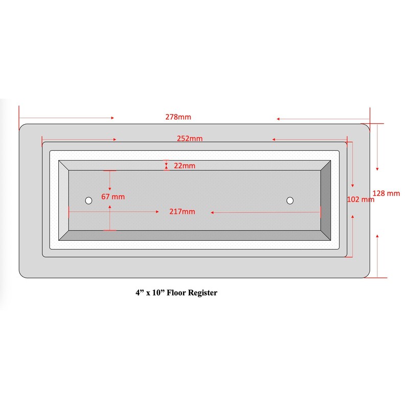 Zion 4" x 10" Flush Mount Floor Registers (White)