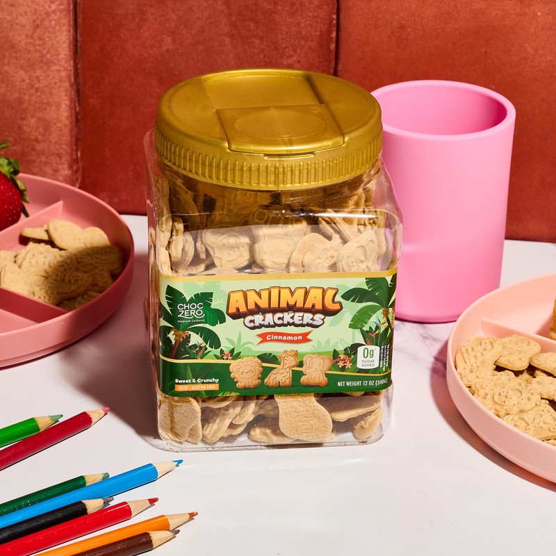 ChocZero Animal Crackers Cookies, Cinnamon Flavored, Gluten Free, Low Carb,