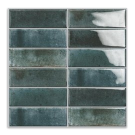 10 Sheet Peel and Stick Subway Kitchen Backsplash Tiles,3D Rectangle Waterproof Self-Adhesive Wall Tile Stick on Backsplash for Kitchen,Bathroom and Fireplace(Blue,12"×12")