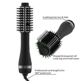 AINA Hot air Brush, Blow Dryer Brush | 60MM 2-in-1 Titanium Volumizer, 3 Heat Settings | 360° Vented Airflow 110V/ALCI Plug (65mm Triangle)