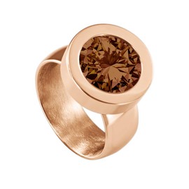 Quiges Rose Gold Stainless Steel Ring Shiny 12 mm Mini Coin Holder and Interchangeable Zirconia Coin in Various Sizes, Crystal, Cubic Zirconia