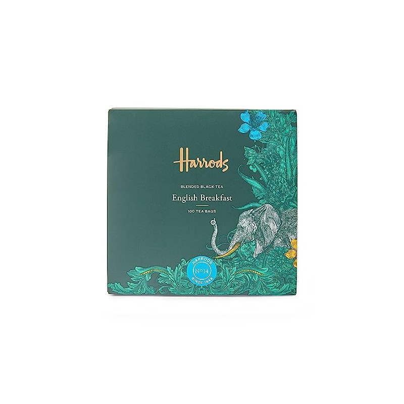 Harrods of London England English Breakfast Tea 100 Tea Bags
