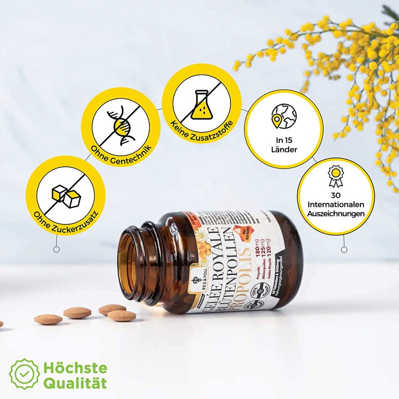 Bee&You Propolis, Royal Jelly, Flower Pollen Tablets 500 mg -