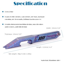 Hamans EDC Pry Bar Bottle Opener Titanium Crowbar Screwdriver Compact Size EDC Multi Tool