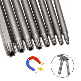 11-Piece Magnetic Torx Bit Set, 1/4 Inch Torx Screwdriver Bit Set, T6-T40 100 mm Long Hexagonal Shank S2 Steel Star Head Screwdriver Bit Set
