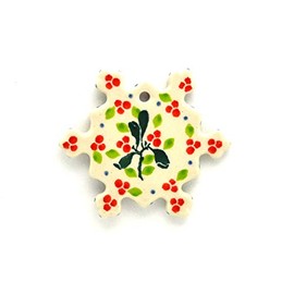 Polish Pottery Ornament - Snowflake - Mistletoe