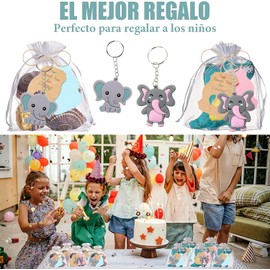 Set 50 Favores Baby Shower Llaveros Elefante, Souvenirs Baby Shower Niño Kit Completo Regalo Invitados con Etiquetas y Bolsas de Organza, Regalos para Detalles de Cumpleaños y Gender Reveal, Azul