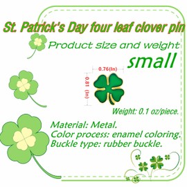 HAFILO 25/50/100/200 pieces small green enamel St. Patrick's Day pins Four leaf clover lapel pin Shamrock brooch pins Patrick Day for women men Irish holiday souvenir gift badge bulk (25)