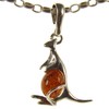Baltic amber and sterling silver 925 cognac kangaroo pendant (no