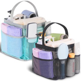EUDELE 2 Pack Mesh Shower Caddy Portable for College Dorm Room Essentials, Shower Caddy Dorm with 8-Pocket Large Capacity,Shower Bag for Beach,Swimming,Gym