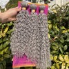 ZHENLISI Gray Kinky Curly Hair Bundles 16 18 20 Inches