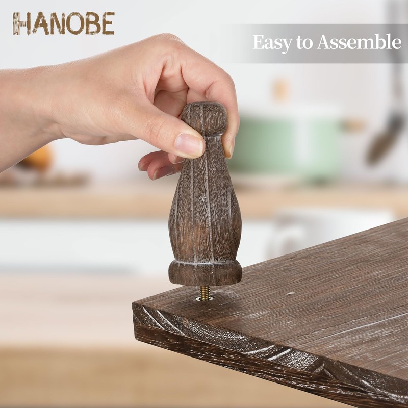 Hanobe Wooden Riser Decorative Tray: Farmhouse Wood Pedestal Display Stand