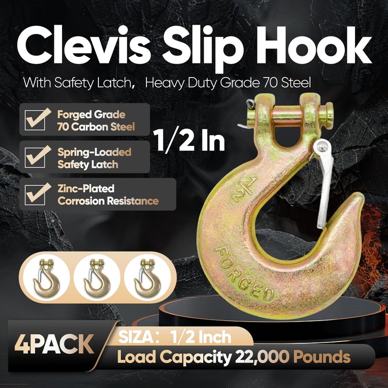 Terixe 1/2 in Clevis Slip Hook with Safety Latch 4