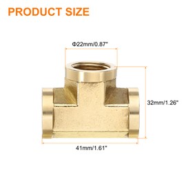 uxcell Brass Tee Pipe Fitting, NPT3/8" x NPT3/8" x NPT3/8" 3 Way T-Connector for Gas Transport Connect Pipelines, 3pcs
