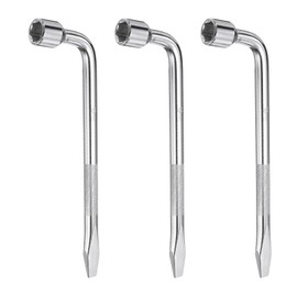 HARFINGTON 3pcs Car Spare Tire Lug Wrench 19mm Carbon Steel l Type Slotted End Hexagon Socket Wrench L-Shaped Tire Repair Tool for Automobile Repair