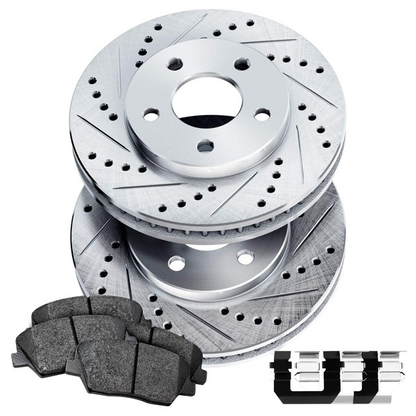 PowerSport Front Brakes and Rotors Kit |Front Brake Pads| Brake Rotors and Pads| Ceramic Brake Pads and Rotors |fits 2012-2019 Fiat 500