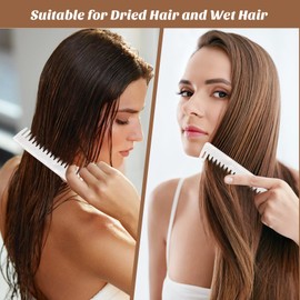 PASOLABE Wide Tooth Comb White Acetate Pocket Hairdressing Tools No Handle Detangler Styling Shampoo Comb for Women Thick Curly Wavy Wet Dry Hair