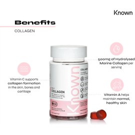 Known Delicious Marine Collagen Gummies - 500mg Collagen, Vitamin A, C - Skin Support - Natural Pomegranate Flavour - 60 Gummies, 2 Months Supply