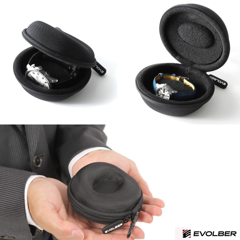 EVOLBER Single Watch Carrying Case, cool black, Modern