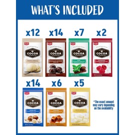 Hot Cocoa Mix Gift Set – 60 Count, 7 Flavors | Cozy Hot Chocolate Sampler Box for Students, Coworkers, Teens, Family & Friends