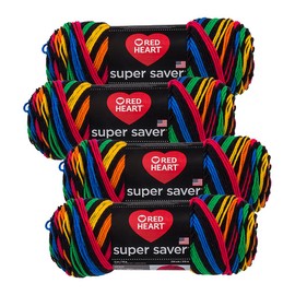 Red Heart Super Saver Hilo (4 paquetes de madejas de 5 onzas) (rayas primarias)