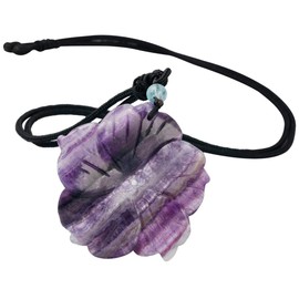 mookaitedecor Fluorite Crystal Flower Necklace for Women, Peach Blossom Flower Pendant Necklace Reiki Chakra Healing Crystal Necklace Jewellery Gift for Women Mum Friend Semi Precious Stone Necklace