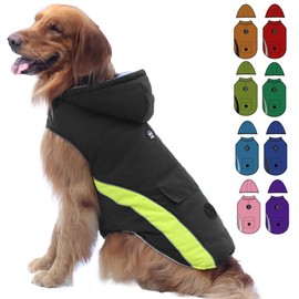 EMUST Dog Jacket, Small Medium Large Dogs Winter Coats, Cozy Dog Winter Vests for Dogs with Reflective Strip,Thick Windproof Dog Winter Clothes for Puppy, L/Black