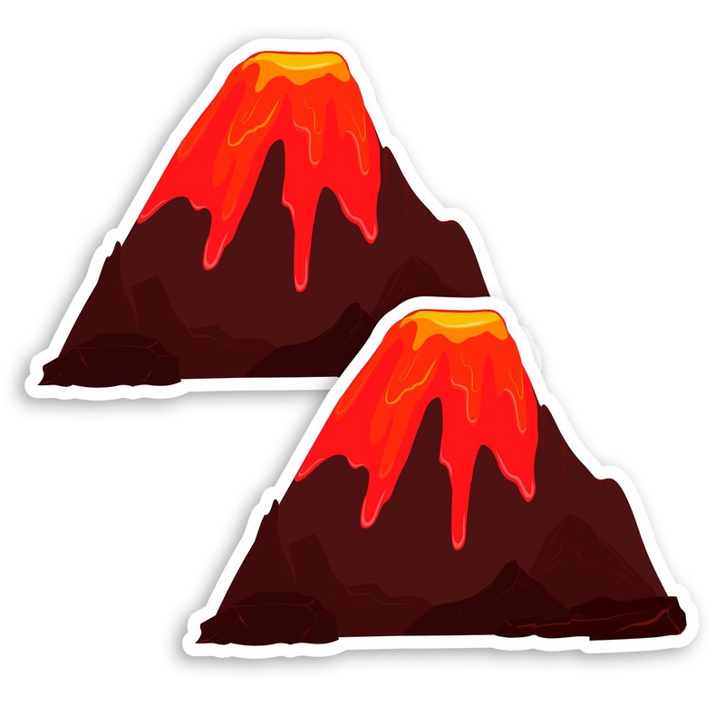 2 x 10cm Volcano Vinyl Stickers - Lava Geology School