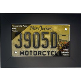 Creative Picture Frames Motorcycle License Plate Frames, 7"x 4" Plate Wall Frame with Included Hangers, Decorative Frame for Bike Enthusiasts, Manhattan Black