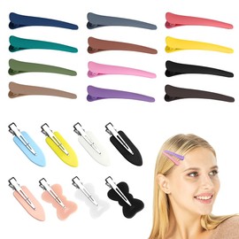 No-Trace Hair Clips Set, 8PCS Hairdresser Clips 12PCS Duck Bill Hair Clip Colourful Hairpin, No Bend No Crease Pin Curl Clips Makeup Seamless Hair Clip Clamps for Hairdresser Styling Sectioning Salon