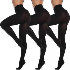 3 Pairs 60 Denier Black Tights for Women Soft Stretch Velvet Opaque Control Top Ladies Tights Pantyhose (S-M)