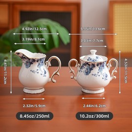 Agyiuns Ceramic Sugar and Creamer Set, 2 Piece Set Sugar Bowl with Lid for Coffee and Tea Serving Set