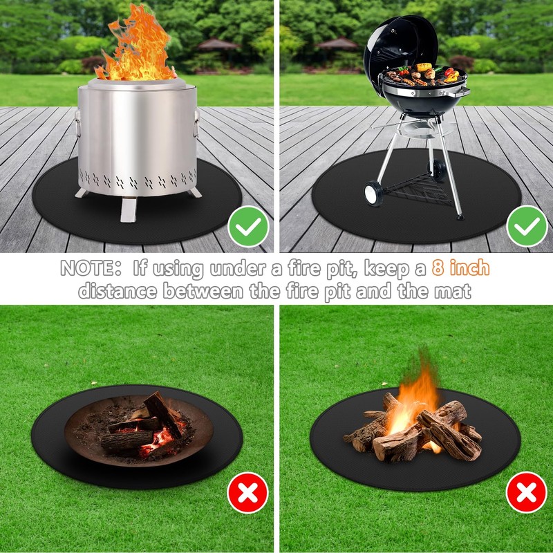 48'' Fire Pit Mat for Solo Stove Bonfire, Round Fireproof
